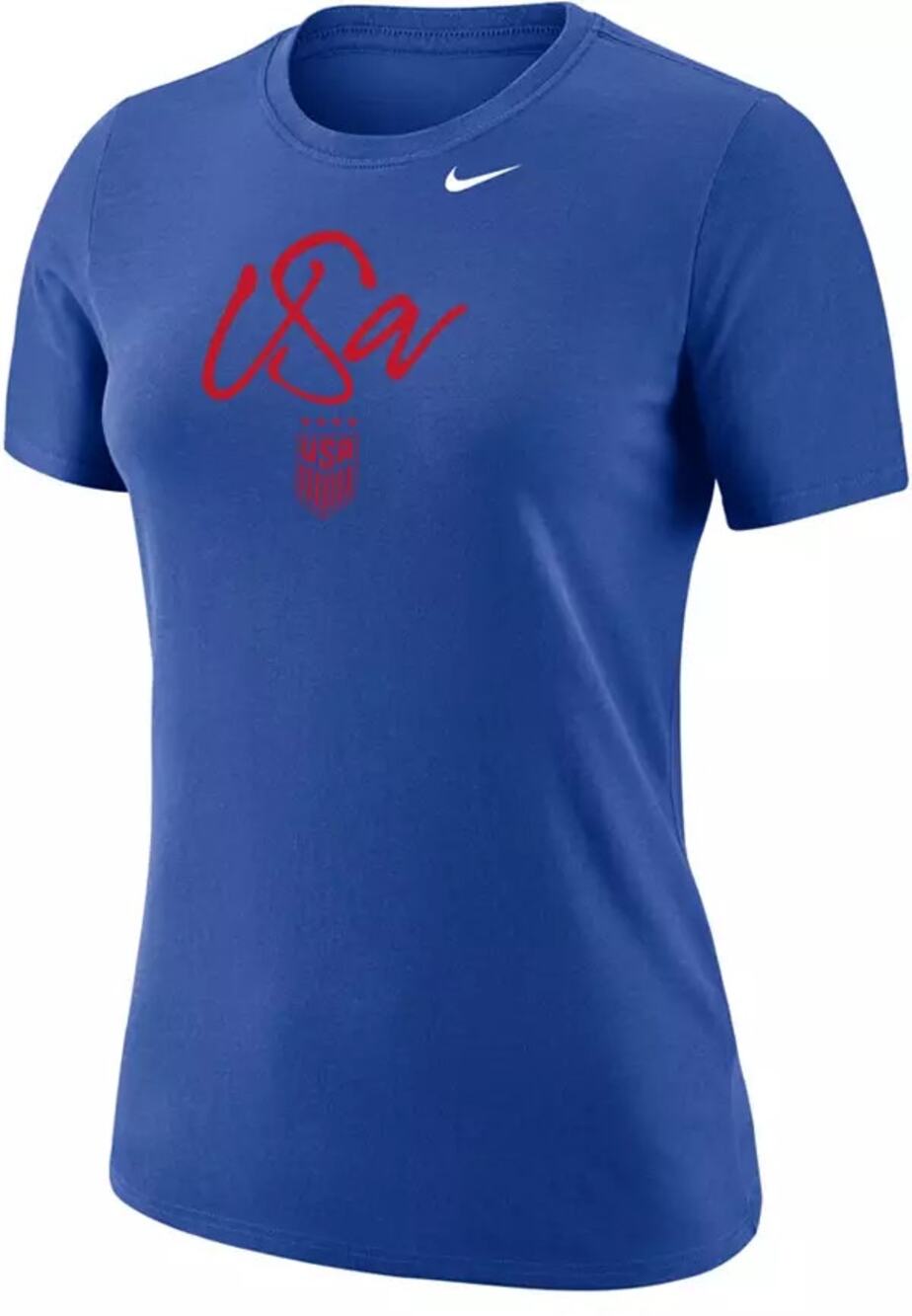 New ~ NIKE ~ Women's USWNT 2023 Script Blue Soccer T-Shirt Size L